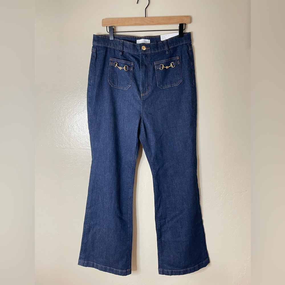 Loft women’s High Rise Flare leg denim Jeans dark washed